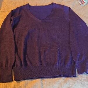 Women's Purple V-Neck Merino Wool Sweater